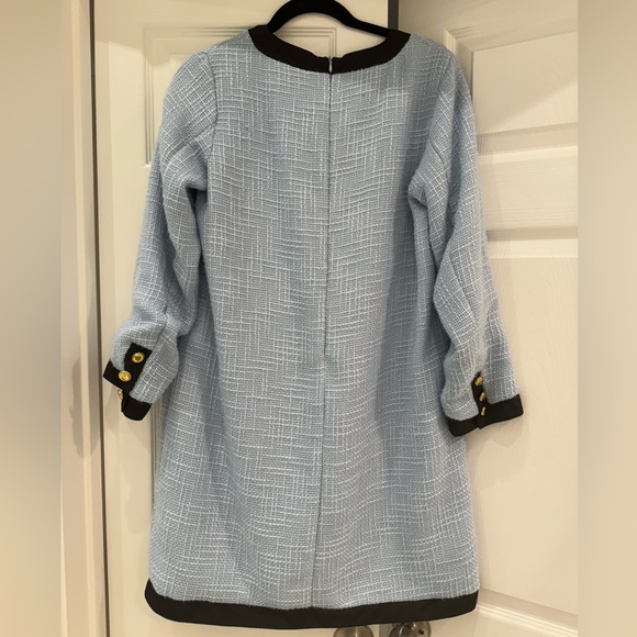 Pomander Place Light Blue Coco Tweed Bow Dress M - Picture 3 of 4